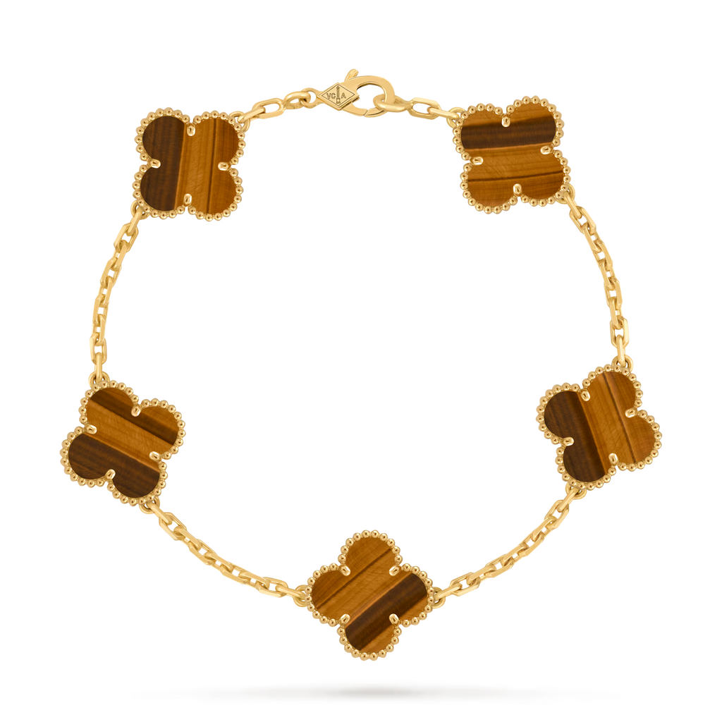 Vintage Alhambra bracelet, 5 motifs, tiger’s eye.