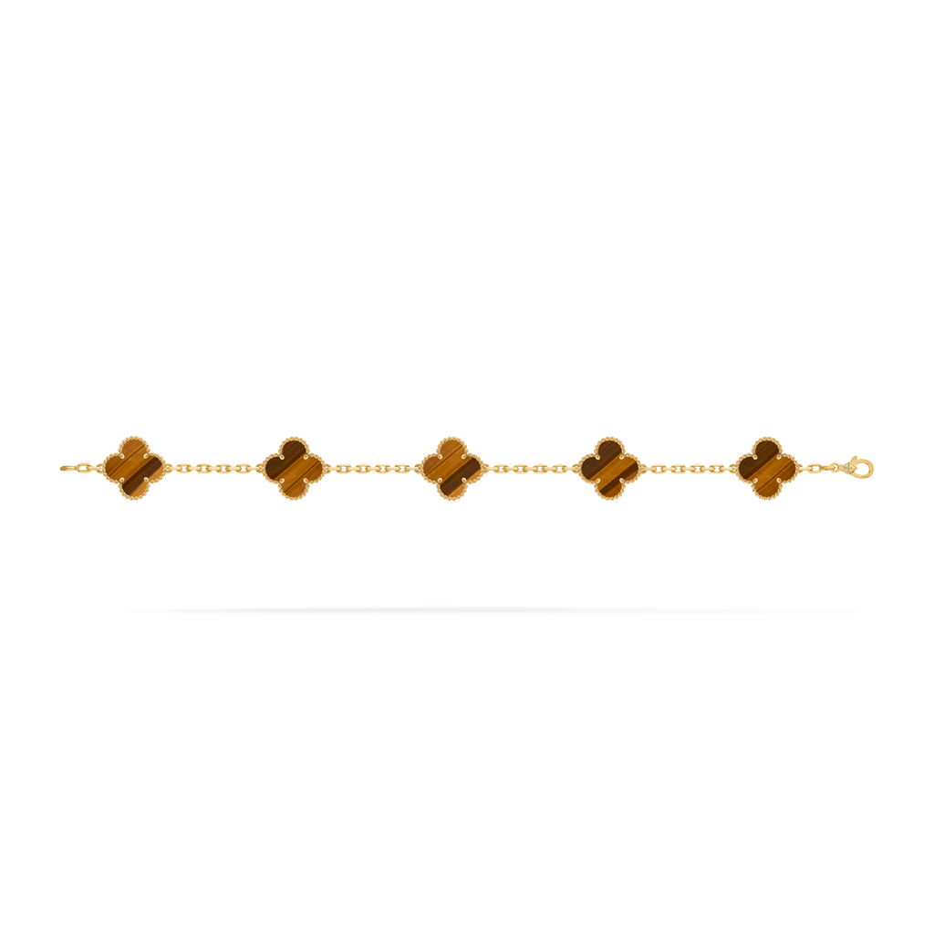 Vintage Alhambra bracelet, 5 motifs, tiger’s eye.