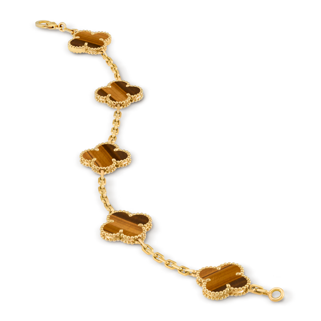Vintage Alhambra bracelet, 5 motifs, tiger’s eye.