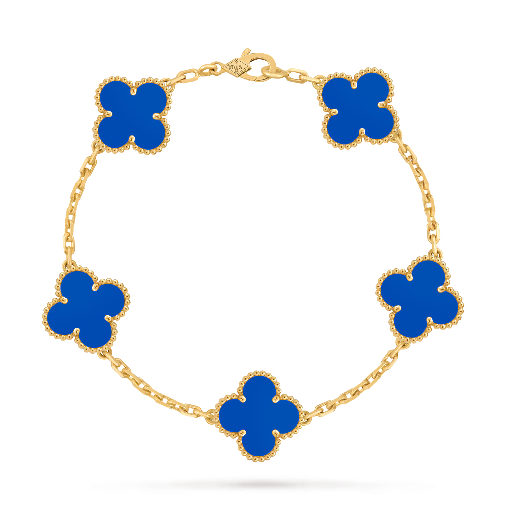 Vintage Alhambra bracelet, 5 motifs, blue agate