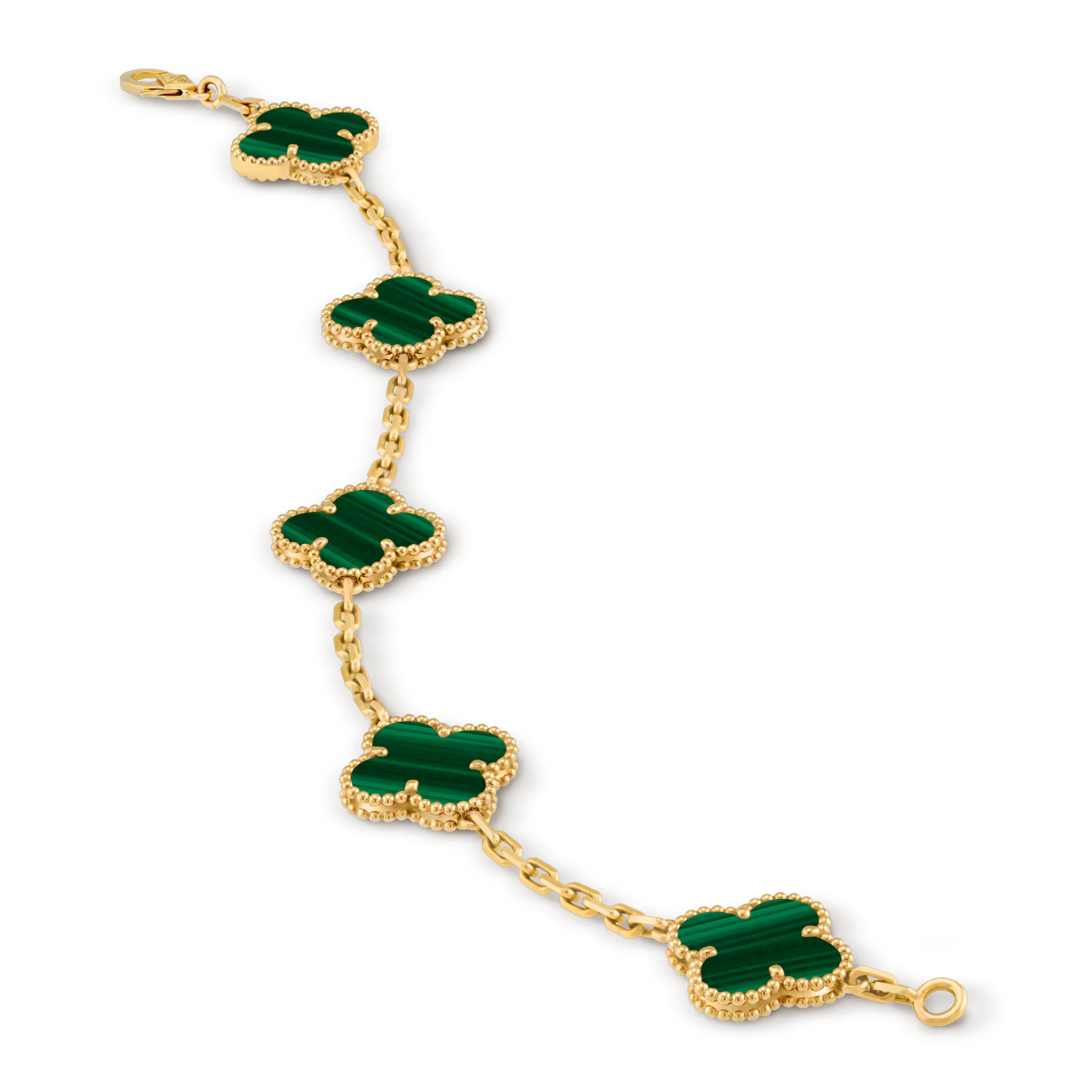 Vintage Alhambra bracelet, 5 motifs, malachite