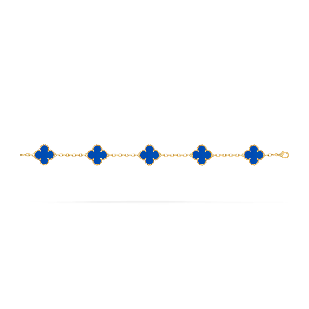Vintage Alhambra bracelet, 5 motifs, blue agate