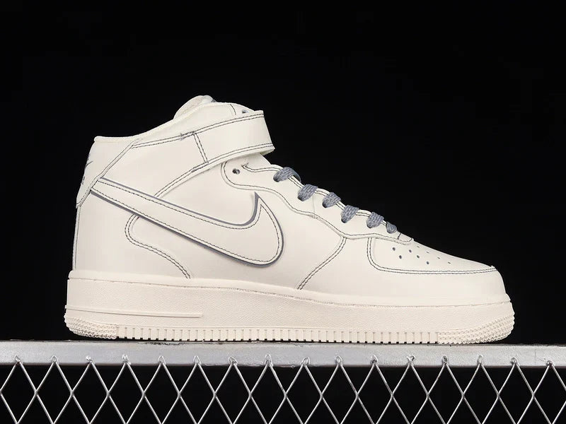 Nike Air Force 1 Mid Reflective "Triple Cream/Grey"