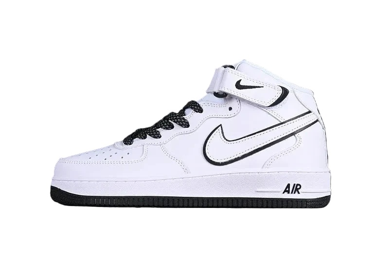 Nike Air Force 1 Mid "All White/Black"