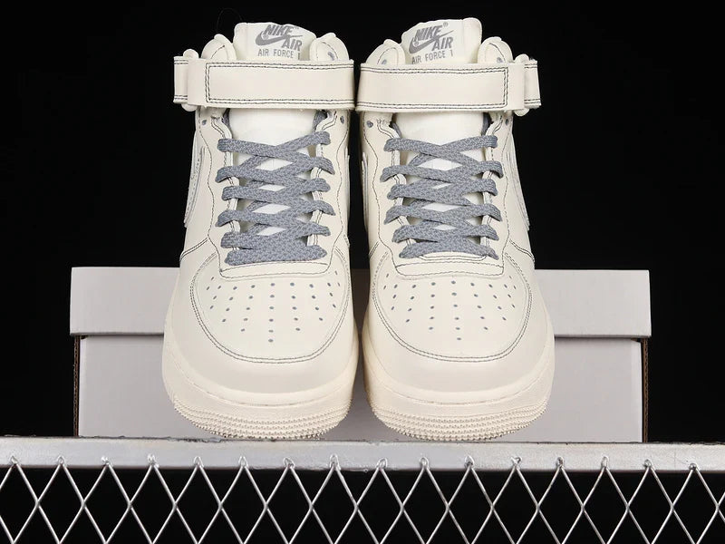 Nike Air Force 1 Mid Reflective "Triple Cream/Grey"