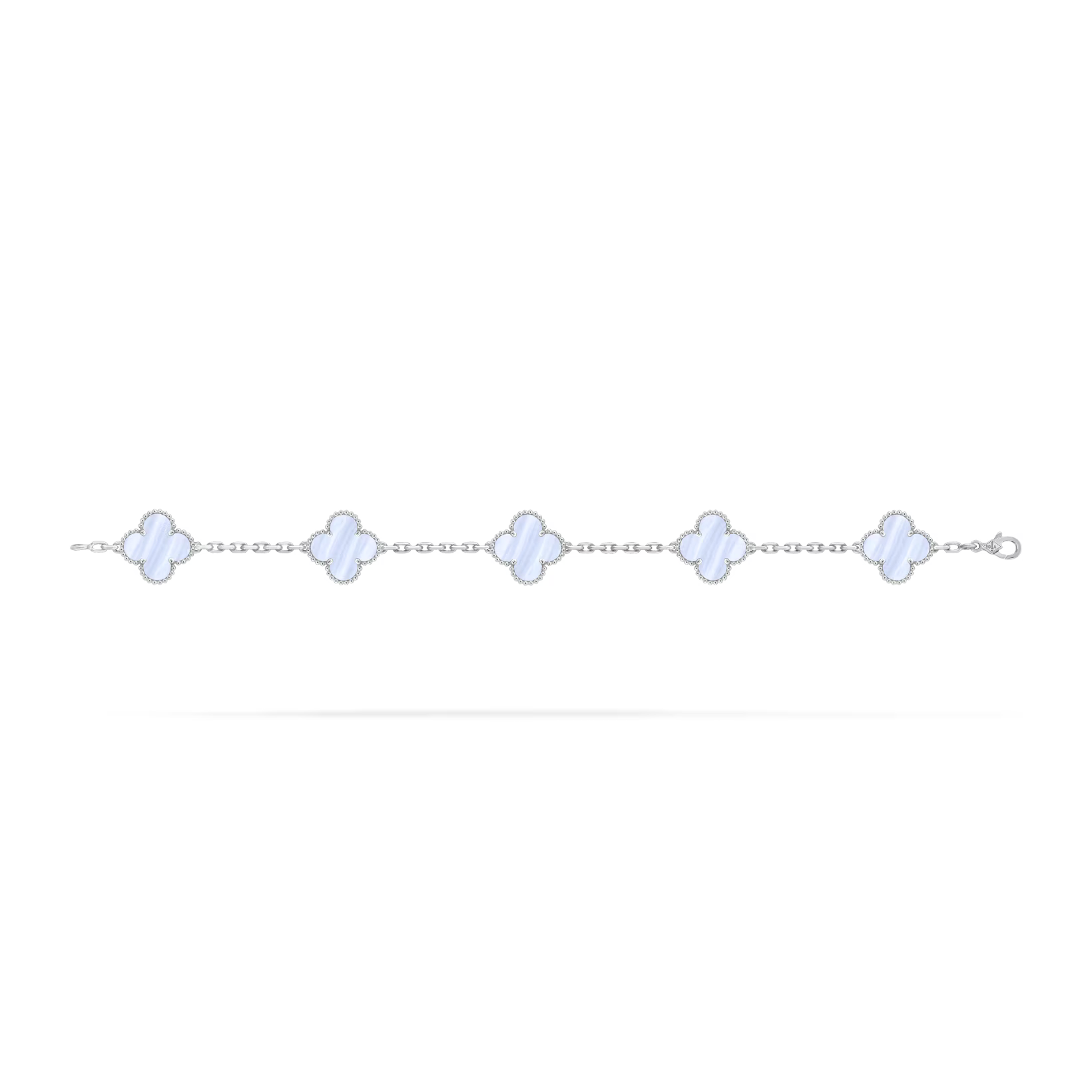 Vintage Alhambra bracelet, 5 motifs, rhodium plated white gold, chalcedony