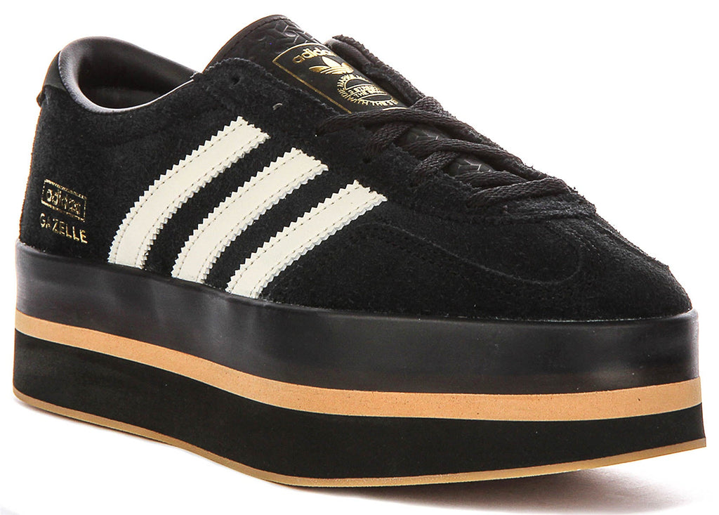 Adidas Gazelle Stack In Black White For Women