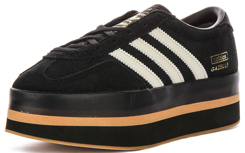 Adidas Gazelle Stack In Black White For Women