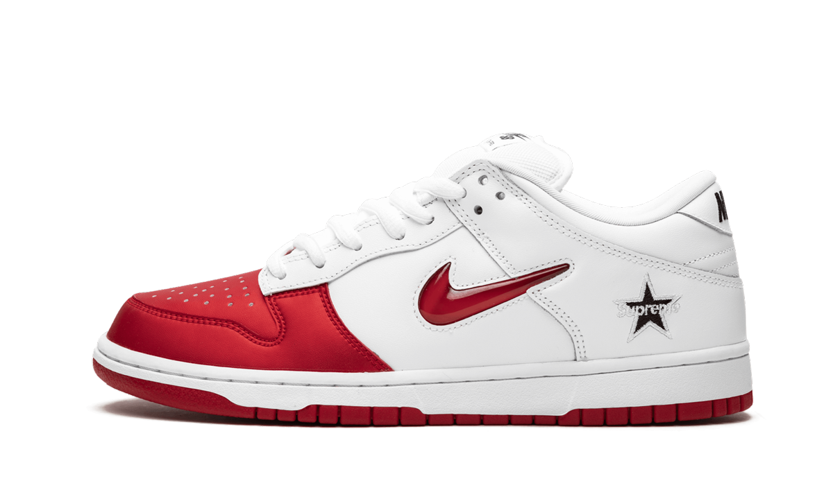 SB Dunk Low "Supreme - Jewel Swoosh Red/White" CK3480 600