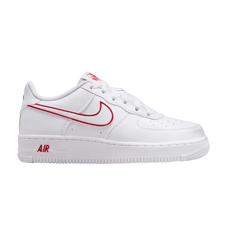 Nike Air Force 1 Low GS 'White University Red Outlined Swoosh'