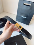 BL241 YSL Charniere Buckle Belt in Smooth Leather / 2.5cm/1"