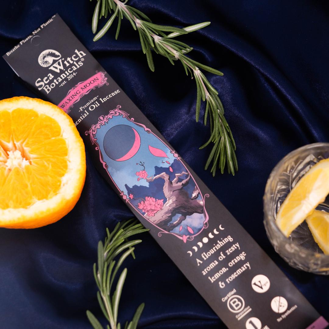 Waxing Moon Incense: with Lemon, Rosemary, & Orange
