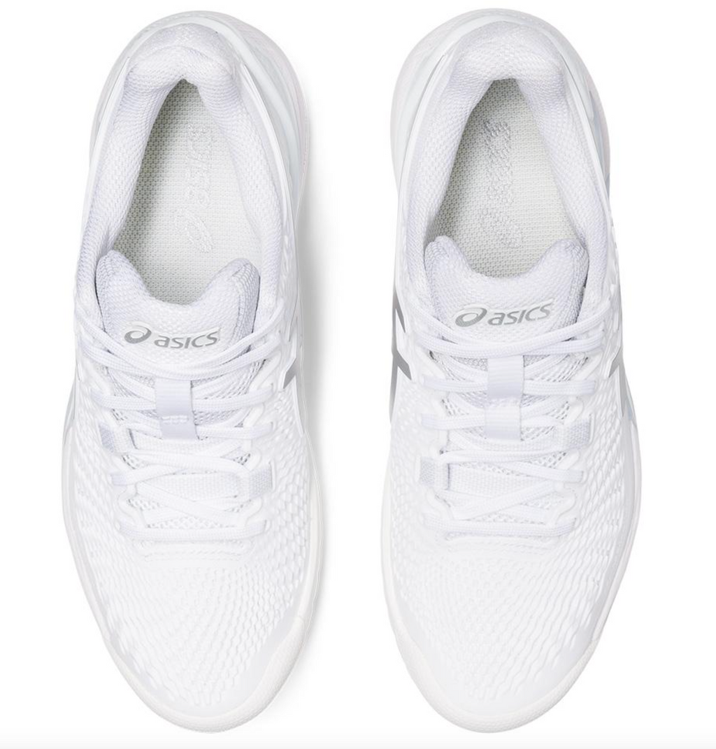 Asics Womens Gel Resolution 9 -White/Pure Silver (1042A208-100)