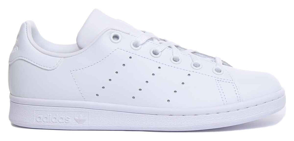 Adidas Stan Smith J Lace Up Leather Trainers In White For Youth