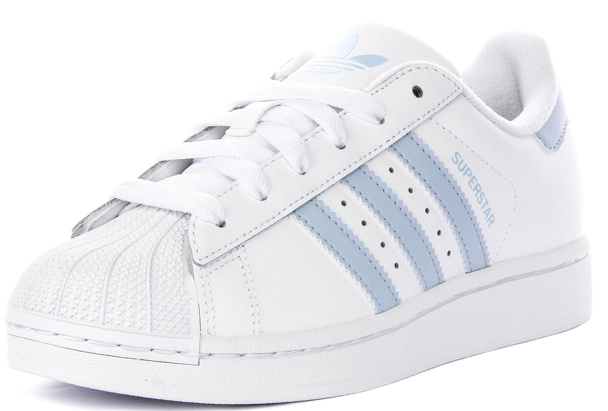 Adidas Superstar Ii J In White Blue For Youth