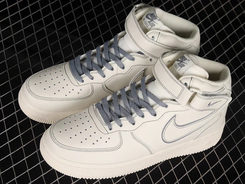 Nike Air Force 1 Mid Reflective "Triple Cream/Grey"