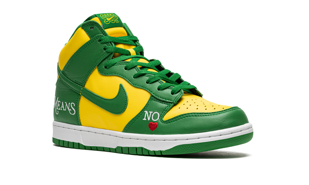 SB Dunk High "Supreme - By Any Means - Green/Yellow" DN3741 700